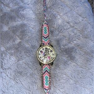 Boho Floral Watch with Colorful Friendship Bracelet Band